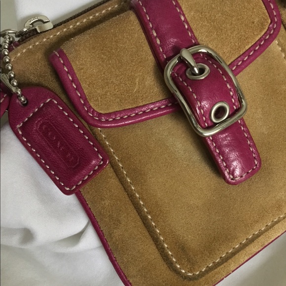 Coach Wristlet Suede Pink/tan - Picture 5 of 8